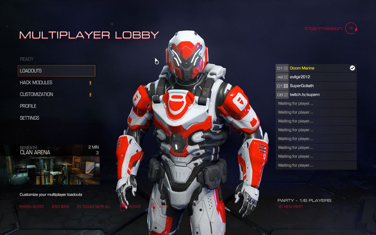 Doom (Windows) screenshot: Multiplayer lobby