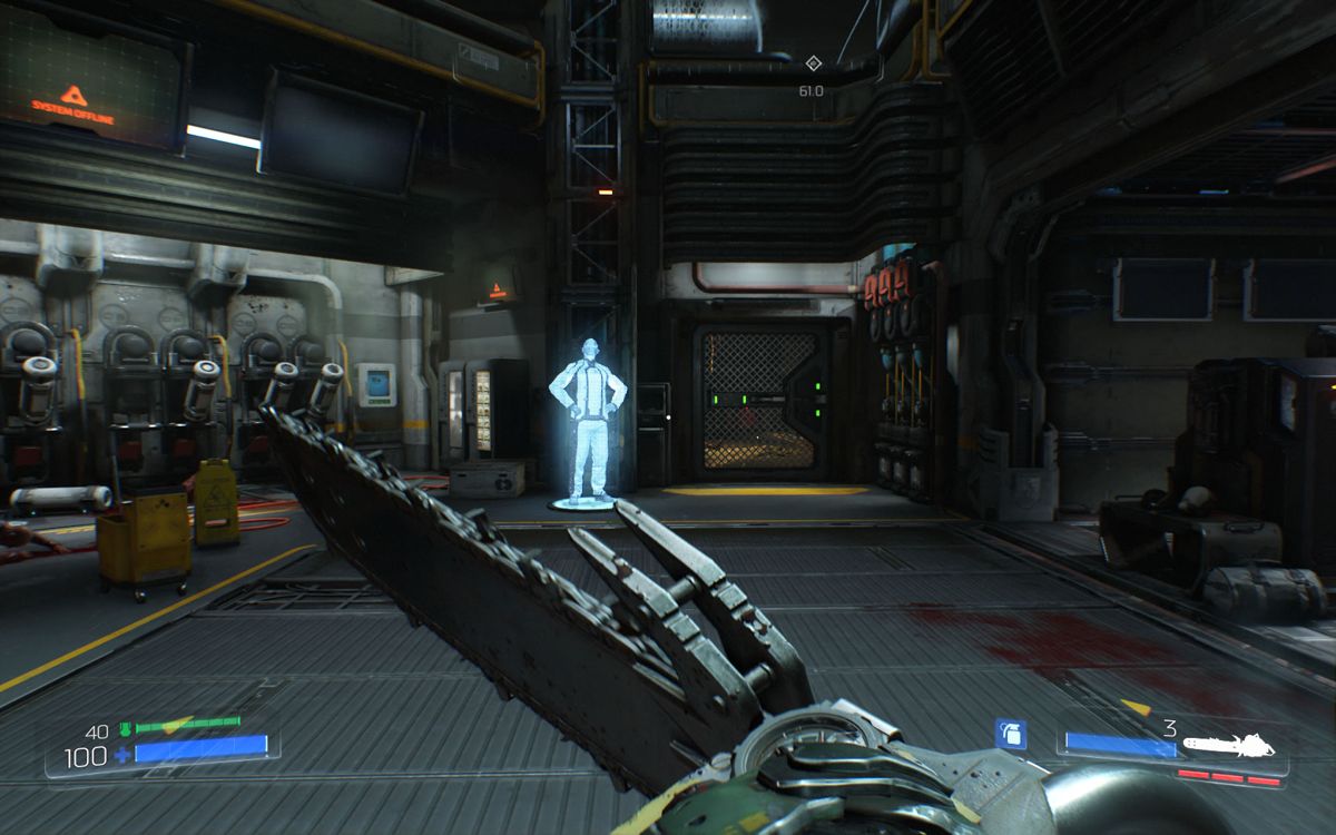 Doom (Windows) screenshot: Carrying the chainsaw.