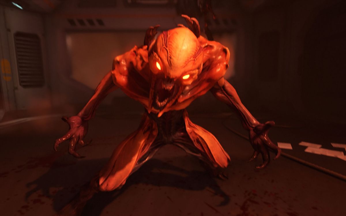 Doom (Windows) screenshot: The imp, a familiar enemy