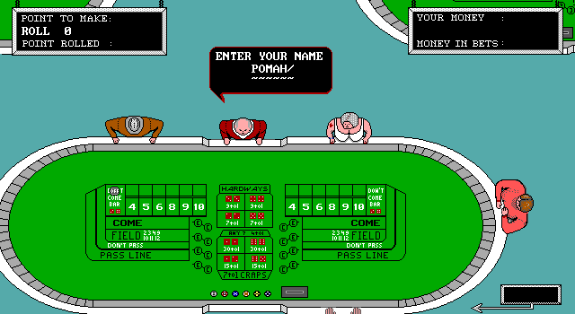 Casino Craps (DOS) screenshot: Specify the player's name