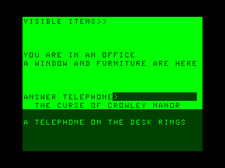 The Curse of Crowley Manor (TRS-80 CoCo) screenshot: Telephone rings