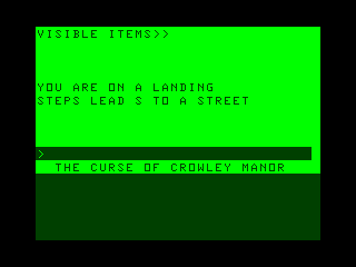 The Curse of Crowley Manor (TRS-80 CoCo) screenshot: Landing