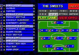Championship Soccer '94 (Genesis) screenshot: Roster