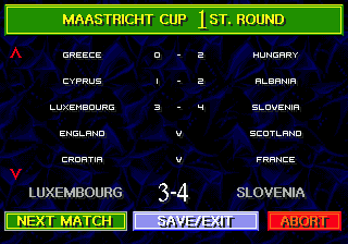 Championship Soccer '94 (Genesis) screenshot: Maastricht Cup