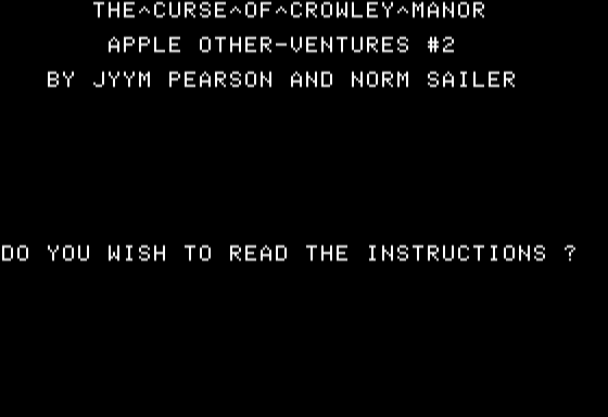 The Curse of Crowley Manor (Apple II) screenshot: Title