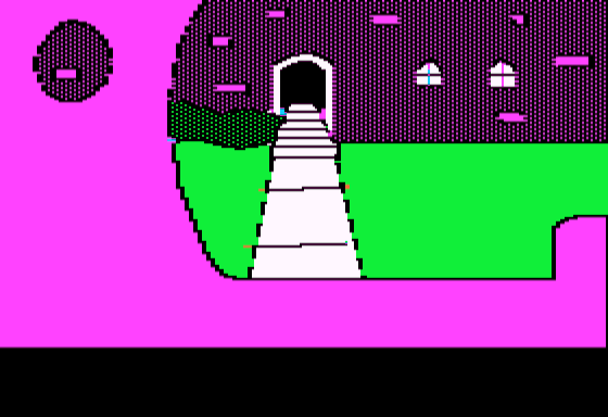 The Curse of Crowley Manor (Apple II) screenshot: Arrival at Crowley Manor