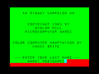 Midway Campaign (TRS-80 CoCo) screenshot: Game Title