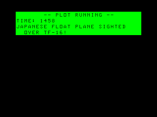 Midway Campaign (TRS-80 CoCo) screenshot: Japanese float plane spots Task Force 16