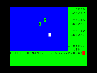 Midway Campaign (TRS-80 CoCo) screenshot: After midnight no contacts all planes grounded
