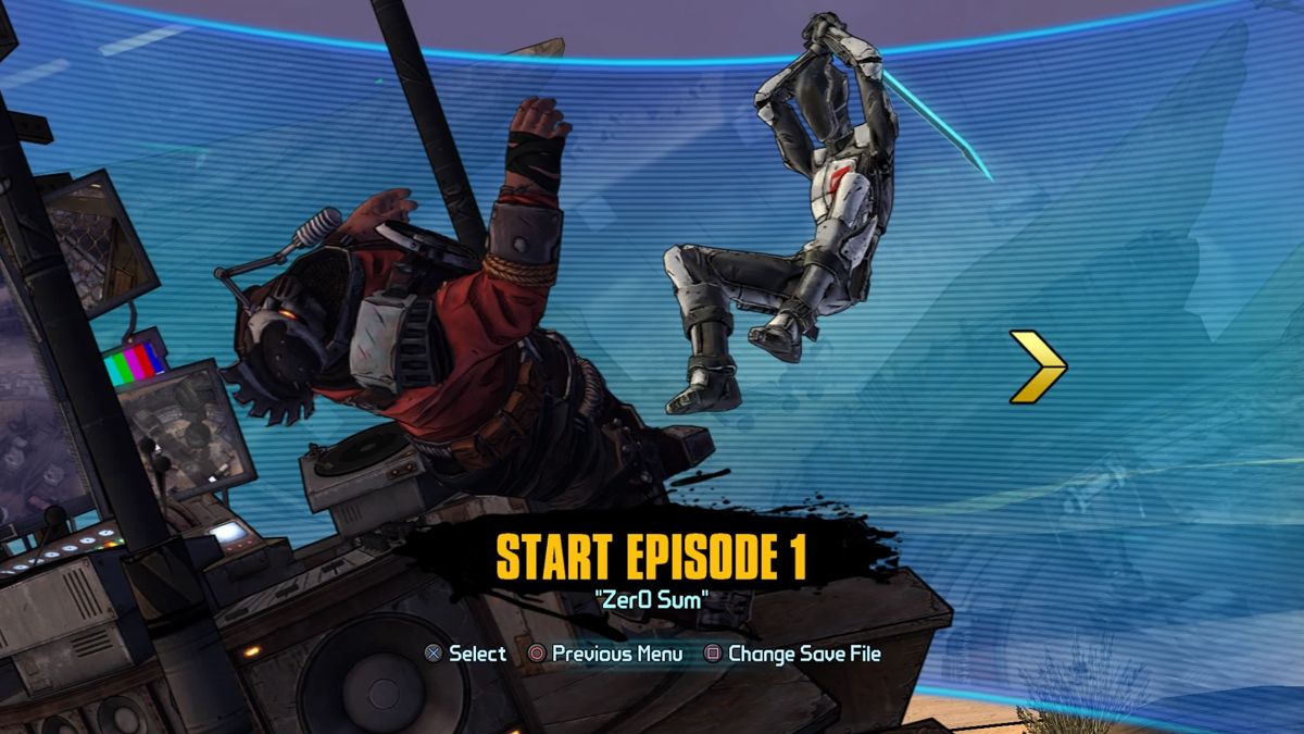 Tales from the Borderlands: Episode 1 - Zer0 Sum (PlayStation 4) screenshot: Episode 1 select screen