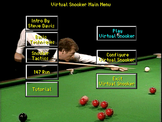 Virtual Snooker (DOS) screenshot: The game's main menu