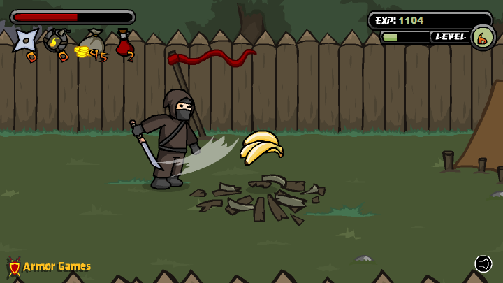 Ninja (Browser) screenshot: Eat the food to regain some health.