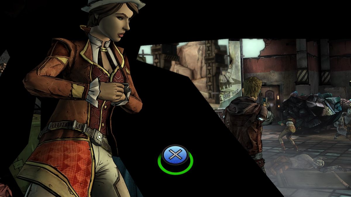 Tales from the Borderlands: Episode 1 - Zer0 Sum (PlayStation 4) screenshot: Fiona trying to save her little sister from August