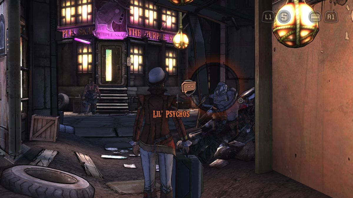 Tales from the Borderlands: Episode 1 - Zer0 Sum (PlayStation 4) screenshot: Little psychos are killing some guy... just another regular thing on Pandora