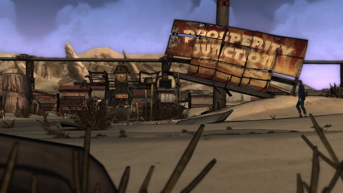Tales from the Borderlands: Episode 1 - Zer0 Sum (PlayStation 4) screenshot: Our hero arriving at the Prosperity Junction