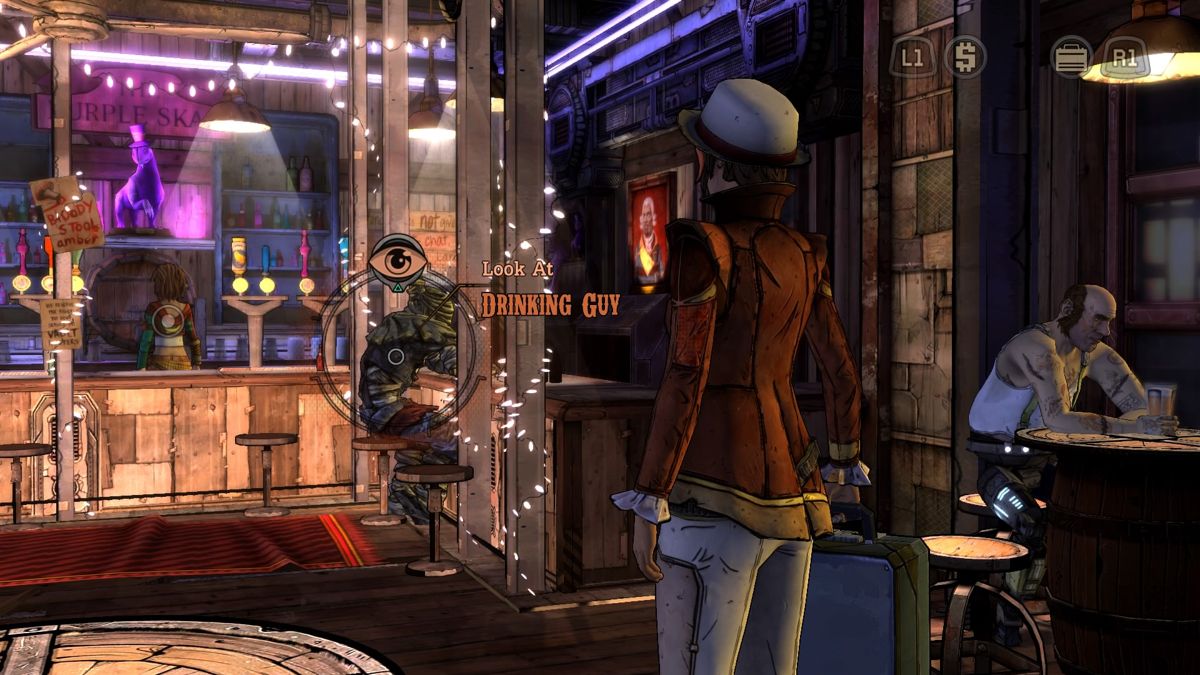 Tales from the Borderlands: Episode 1 - Zer0 Sum (PlayStation 4) screenshot: Inside the Purple Skag bar