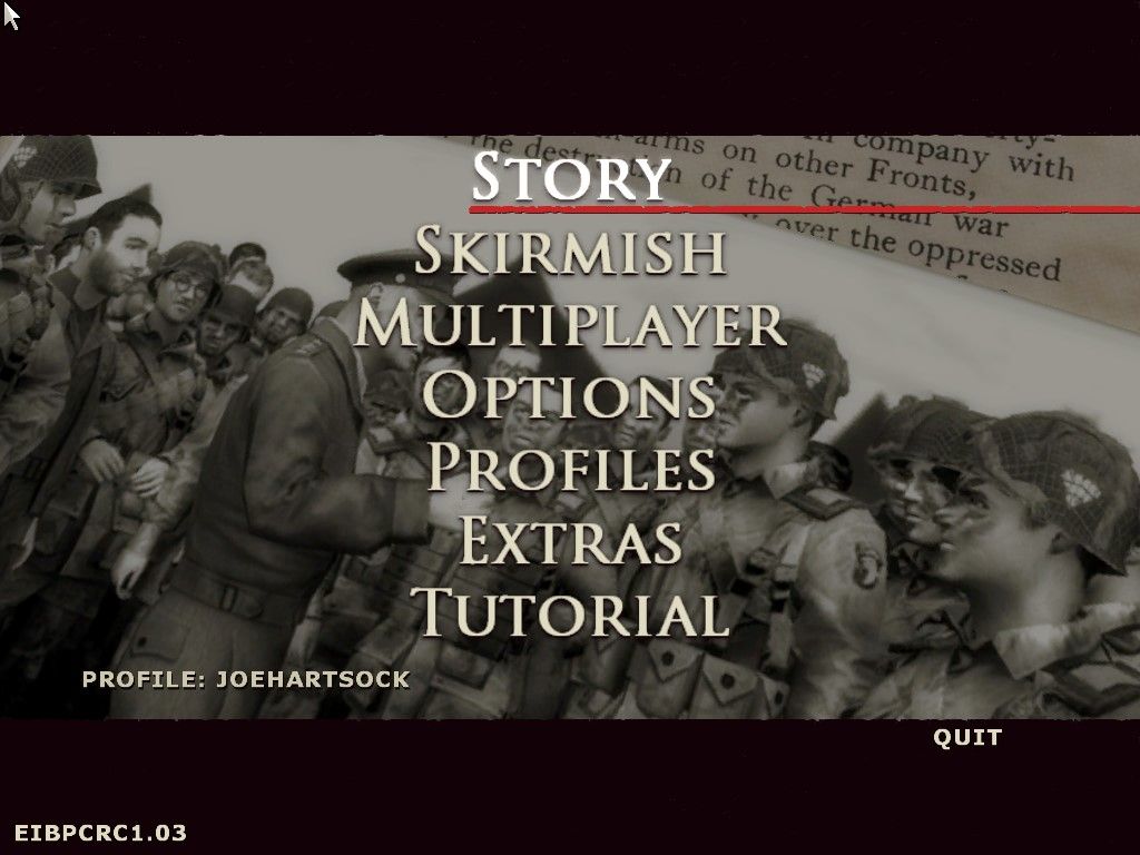 Brothers in Arms: Earned in Blood (Windows) screenshot: Main menu