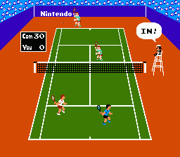 Tennis (NES) screenshot: Doubles - In!