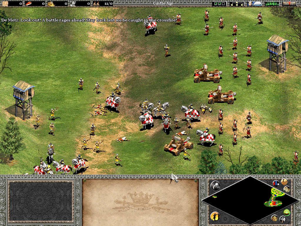 Age of Empires II: The Age of Kings (Windows) screenshot: A pitched battle in progress