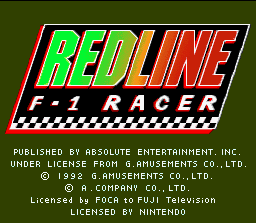 Redline: F1 Racer (SNES) screenshot: Title screen.