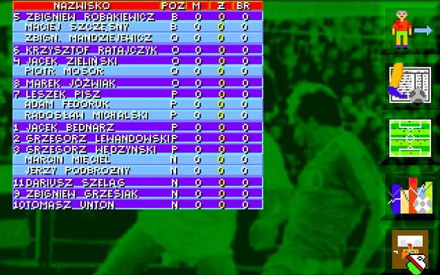 Liga Polska Manager '95 (DOS) screenshot: Assembly Team Players
