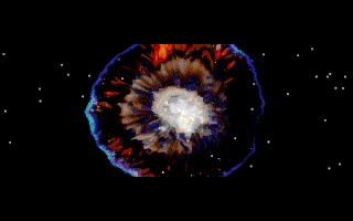 Terminal Velocity (DOS) screenshot: Planet exploding (Cutscene)