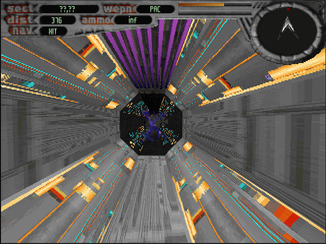 Terminal Velocity (DOS) screenshot: Supercomputer's tunnels