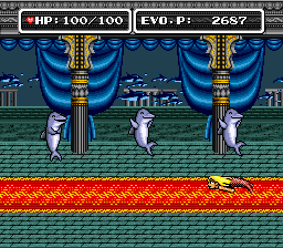 E.V.O.: Search for Eden (SNES) screenshot: There are some deadlock branches of evolution. Such as mermaids