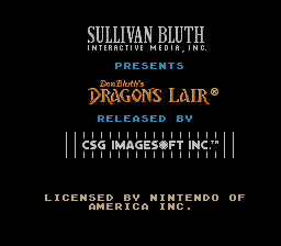 Dragon's Lair (NES) screenshot: Title screen.