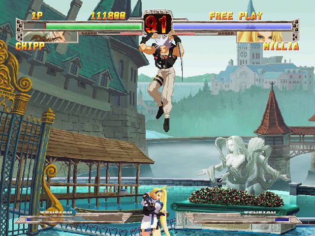 Guilty Gear X (Dreamcast) screenshot: A high jump