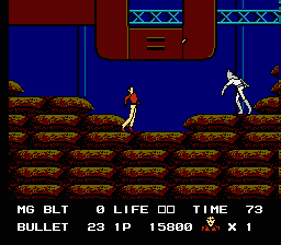 Rolling Thunder (NES) screenshot: The bomber got me