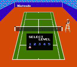 Tennis (NES) screenshot: Selecting skill level