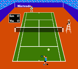 Tennis (NES) screenshot: Serving
