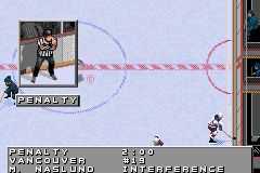 NHL 2002 (Game Boy Advance) screenshot: Two minutes in the sin bin.