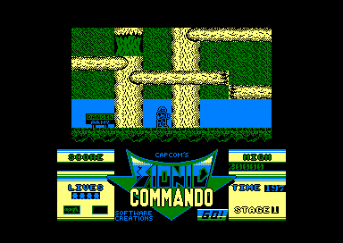 Bionic Commando (Amstrad CPC) screenshot: Stage 1