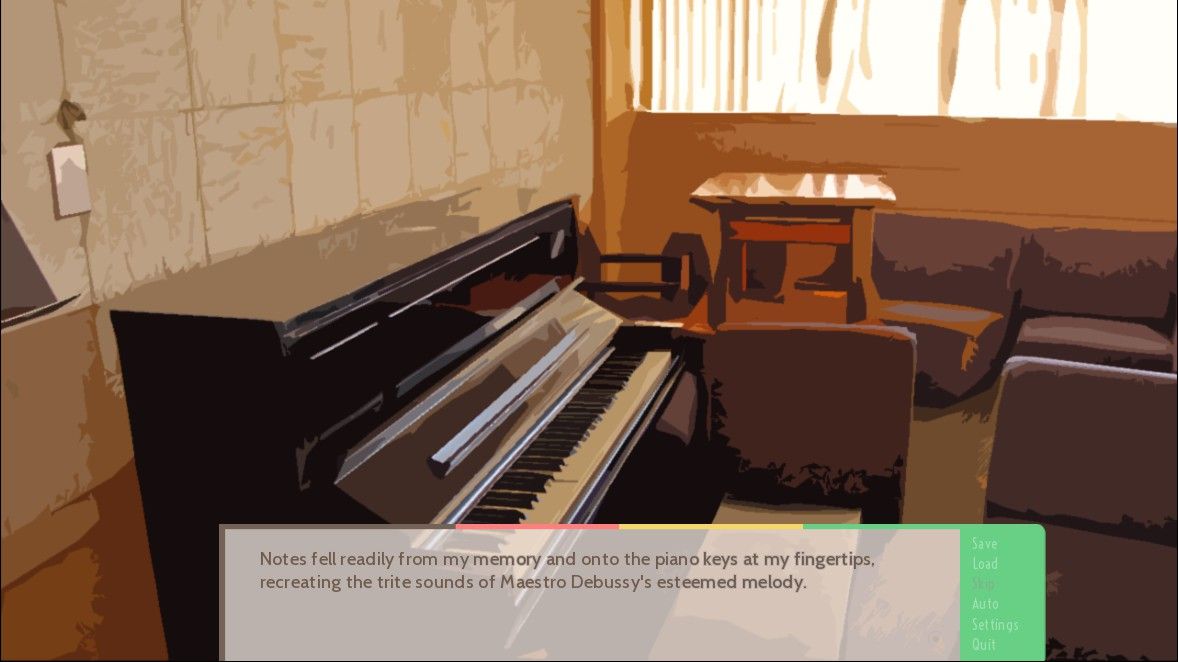One Thousand Lies (Linux) screenshot: You are playing the piano