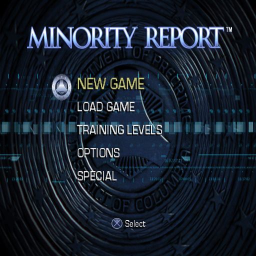 Minority Report: Everybody Runs (PlayStation 2) screenshot: The main menu