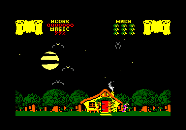 Cauldron (Amstrad CPC) screenshot: Starting outside me cottage