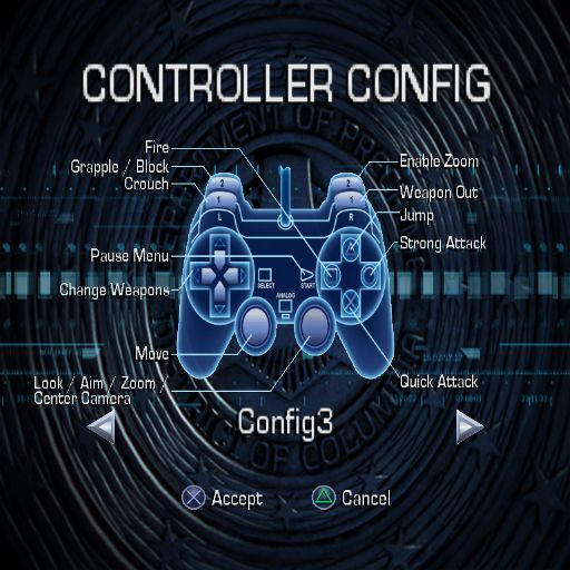 Minority Report: Everybody Runs (PlayStation 2) screenshot: There are three different controller configurations to choose from, neither can be customised