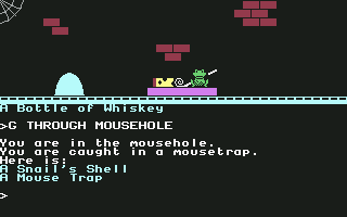 The Witch's Cauldron (Commodore 64) screenshot: Entered a mouse hole and got caught in a trap
