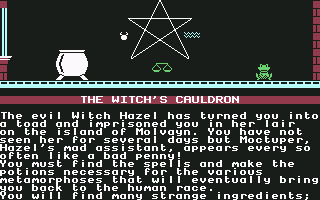 The Witch's Cauldron (Commodore 64) screenshot: Background story