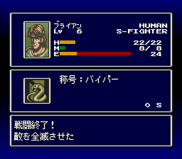 FEDA: The Emblem of Justice (SNES) screenshot: Battle statistics