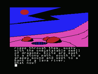 Red Moon (MSX) screenshot: Volcanic outcrop