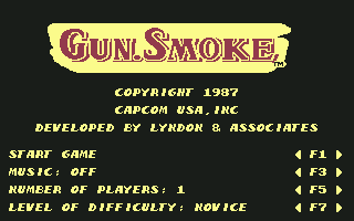 Gun.Smoke (Commodore 64) screenshot: Main menu