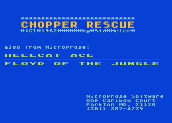 Chopper Rescue (Atari 8-bit) screenshot: Title Screen