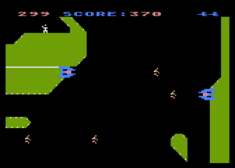 Chopper Rescue (Atari 8-bit) screenshot: Your helicopter was destroyed