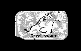 Caveman Ugh-Lympics (DOS) screenshot: Splash screen for Dino Vault.