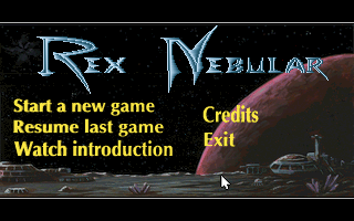Rex Nebular and the Cosmic Gender Bender (DOS) screenshot: Main Menu