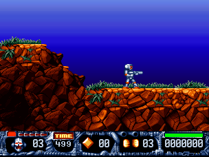 Turrican II: The Final Fight (DOS) screenshot: Starting point of the first Level