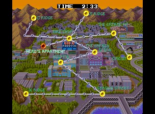 Riding Hero (Neo Geo) screenshot: The map (Story mode)